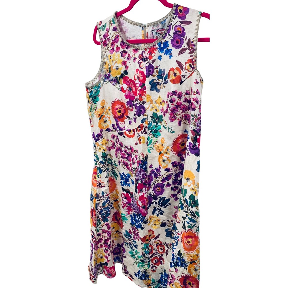 JOHNNY WAS Floral cottage core BOHO Evalon linen sleeveless Dress Women XL